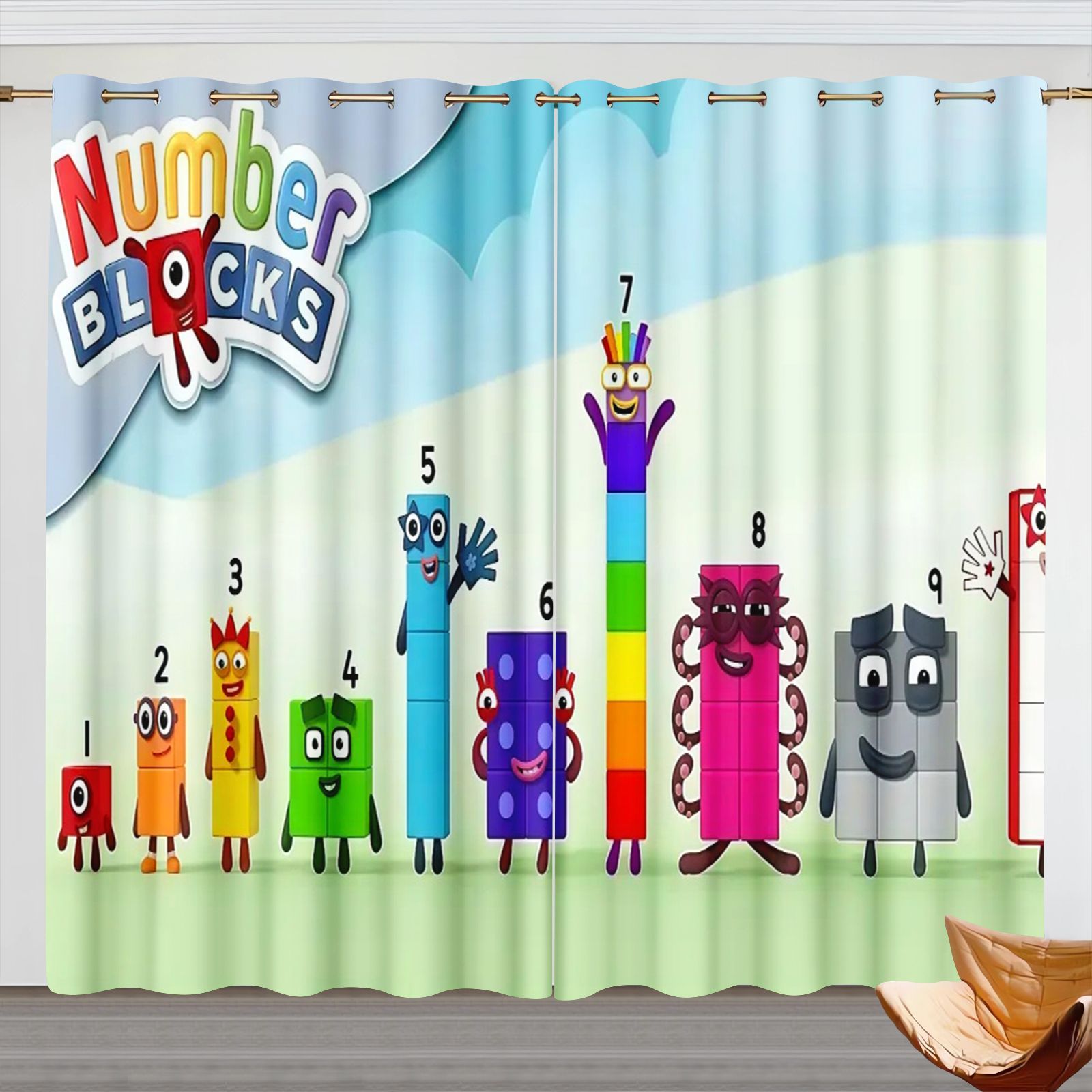 Home Improvement Kids - Numberblocks Cartoon-Vorhänge, Verdunkelungsvorhänge für Kinderzimmer, 3D-Digitaldruck-Fenstervorhänge