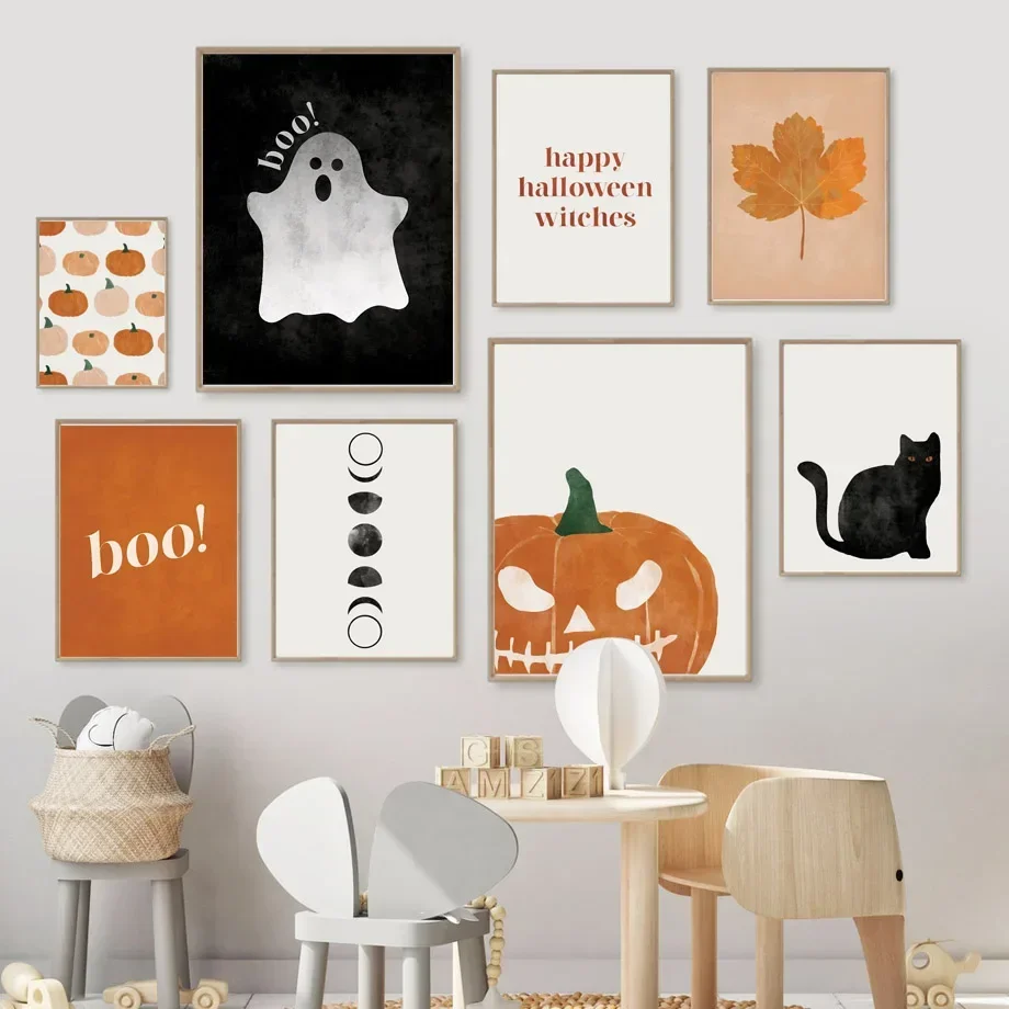 Home Improvement Kids - Katze Halloween Soul Kürbis Wandkunst Leinwandgemälde
